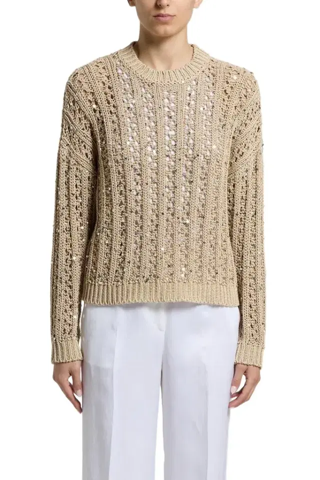 PESERICO Round Neck Sequin Sweater