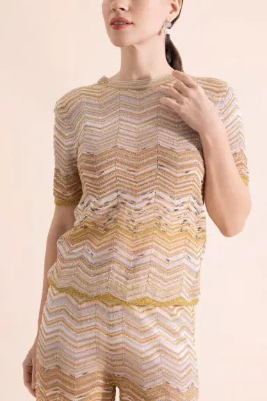 Missoni Short Sleeve Crew Neck Top - Gold | Thumbnail 2
