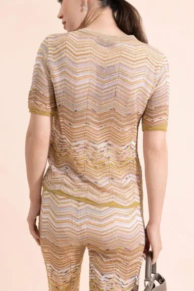 Missoni Short Sleeve Crew Neck Top - Gold | Thumbnail 4