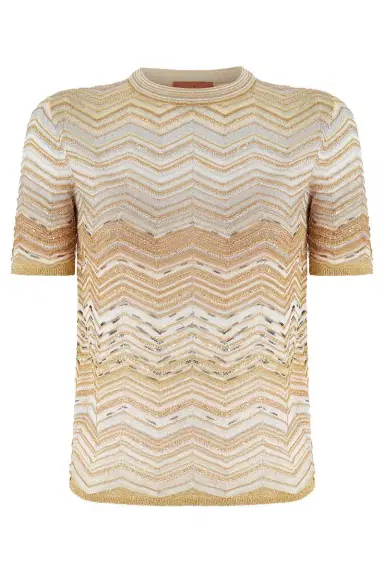 Missoni Short Sleeve Crew Neck Top - Gold | Thumbnail 1