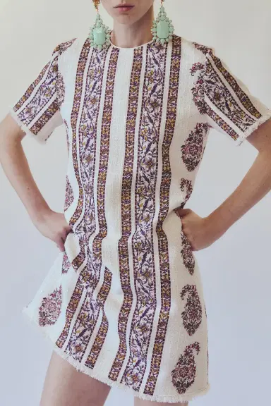 Giambattista Valli Short Sleeve Paisley Mini Dress | Thumbnail 2