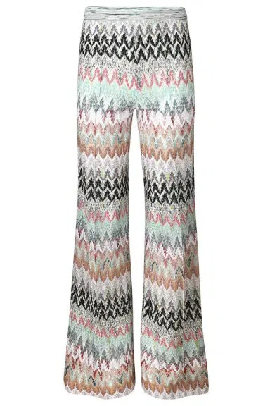 Missoni Wide Leg Knit Trousers - White Pink Blue | Thumbnail 1