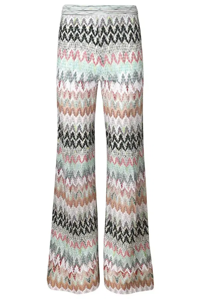 Missoni Wide Leg Knit Trousers - White Pink Blue