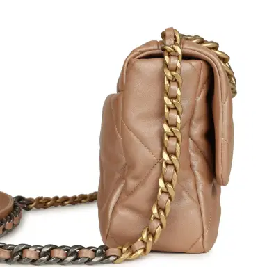Chanel Chanel Large 19 Flap Bag Beige Iridescent Lambskin Mixed Metal Hardware | Thumbnail 3 Chanel Chanel Large 19 Flap Bag Beige Iridescent Lambskin Mixed Metal Hardware | Thumbnail 3