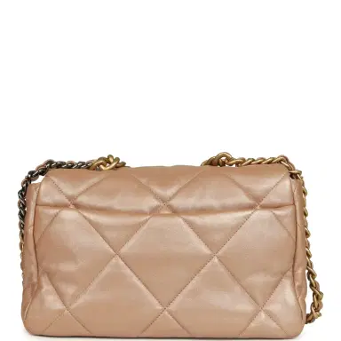 Chanel Chanel Large 19 Flap Bag Beige Iridescent Lambskin Mixed Metal Hardware | Thumbnail 4 Chanel Chanel Large 19 Flap Bag Beige Iridescent Lambskin Mixed Metal Hardware | Thumbnail 4