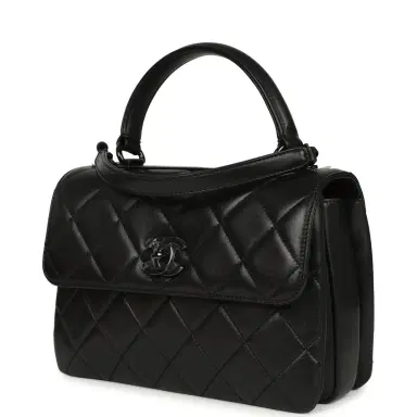 Chanel Chanel Medium Trendy CC Top Handle Flap So Bag Black Lambskin Black Hardware | Thumbnail 5 Chanel Chanel Medium Trendy CC Top Handle Flap So Bag Black Lambskin Black Hardware | Thumbnail 5