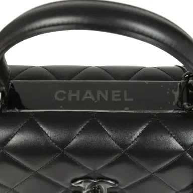 Chanel Chanel Medium Trendy CC Top Handle Flap So Bag Black Lambskin Black Hardware | Thumbnail 8 Chanel Chanel Medium Trendy CC Top Handle Flap So Bag Black Lambskin Black Hardware | Thumbnail 8