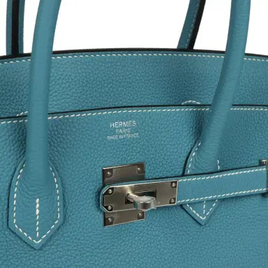 HERMÈS Hermes Birkin 35 Blue Jean Togo Palladium Hardware | Thumbnail 7 HERMÈS Hermes Birkin 35 Blue Jean Togo Palladium Hardware | Thumbnail 7