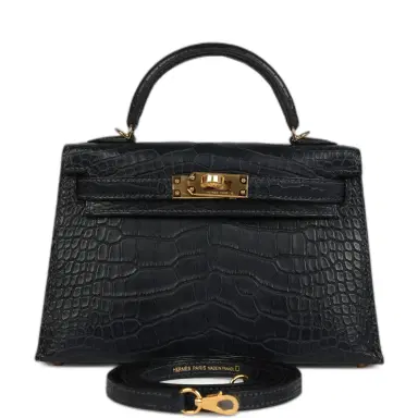 HERMÈS Hermes Kelly Sellier 20 Bleu Nuit Matte Alligator Gold Hardware | Thumbnail 1 HERMÈS Hermes Kelly Sellier 20 Bleu Nuit Matte Alligator Gold Hardware | Thumbnail 1