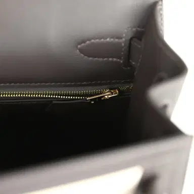 HERMÈS Hermes Kelly Sellier 28 Bai Brun Swift and Ecru-Beige Toile H Canvas Gold Hardware | Thumbnail 8