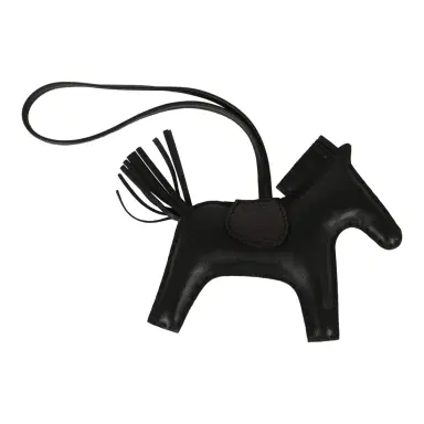HERMÈS Hermes Rodeo Bag Charm MM So Black Milo Lambskin and Varanus Niloticus Lizard Touch | Thumbnail 2