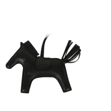 HERMÈS Hermes Rodeo Bag Charm MM So Black Milo Lambskin and Varanus Niloticus Lizard Touch | Thumbnail 1