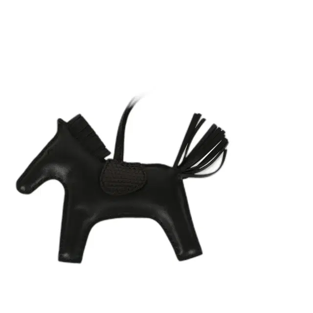 hermes Hermes Rodeo Bag Charm MM So Black Milo Lambskin and Varanus Niloticus Lizard Touch