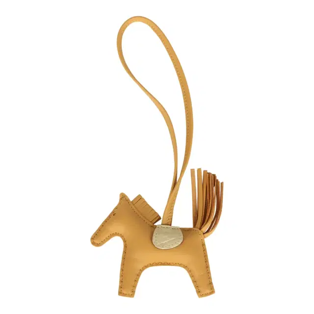 hermes Hermes Rodeo Bag Charm PM Paille Milo Lambskin and Vanille Matte Alligator Touch