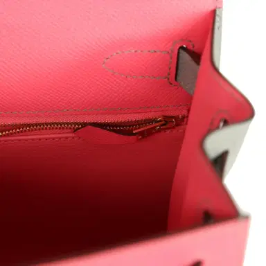 HERMÈS Hermes Special Order (HSS) Kelly Sellier 28 Rose Azalee and Gris Mouette Epsom Brushed Gold Hardware | Thumbnail 9 HERMÈS Hermes Special Order (HSS) Kelly Sellier 28 Rose Azalee and Gris Mouette Epsom Brushed Gold Hardware | Thumbnail 9