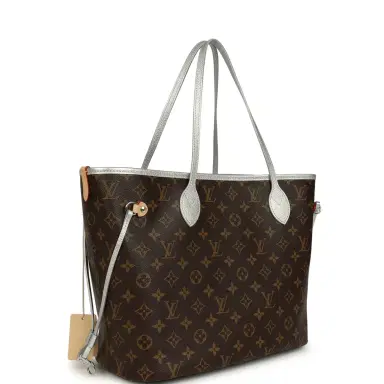 Louis Vuitton Louis Vuitton "57th Street NYC" Neverfull Inside Out MM Brown and Silver Monogram Silver Hardware | Thumbnail 2 Louis Vuitton Louis Vuitton "57th Street NYC" Neverfull Inside Out MM Brown and Silver Monogram Silver Hardware | Thumbnail 2