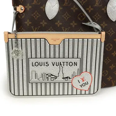 Louis Vuitton Louis Vuitton "57th Street NYC" Neverfull Inside Out MM Brown and Silver Monogram Silver Hardware | Thumbnail 8 Louis Vuitton Louis Vuitton "57th Street NYC" Neverfull Inside Out MM Brown and Silver Monogram Silver Hardware | Thumbnail 8