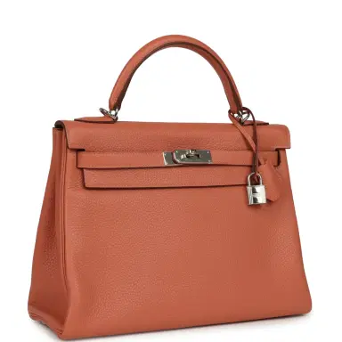 HERMÈS Pre-owned Hermes Kelly Retourne 32 Rose Tea Clemence Palladium Hardware | Thumbnail 2