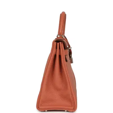 HERMÈS Pre-owned Hermes Kelly Retourne 32 Rose Tea Clemence Palladium Hardware | Thumbnail 3