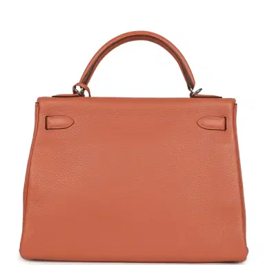 HERMÈS Pre-owned Hermes Kelly Retourne 32 Rose Tea Clemence Palladium Hardware | Thumbnail 4