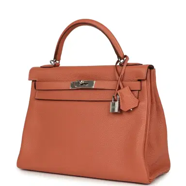 HERMÈS Pre-owned Hermes Kelly Retourne 32 Rose Tea Clemence Palladium Hardware | Thumbnail 5