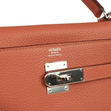 HERMÈS Pre-owned Hermes Kelly Retourne 32 Rose Tea Clemence Palladium Hardware | Thumbnail 7