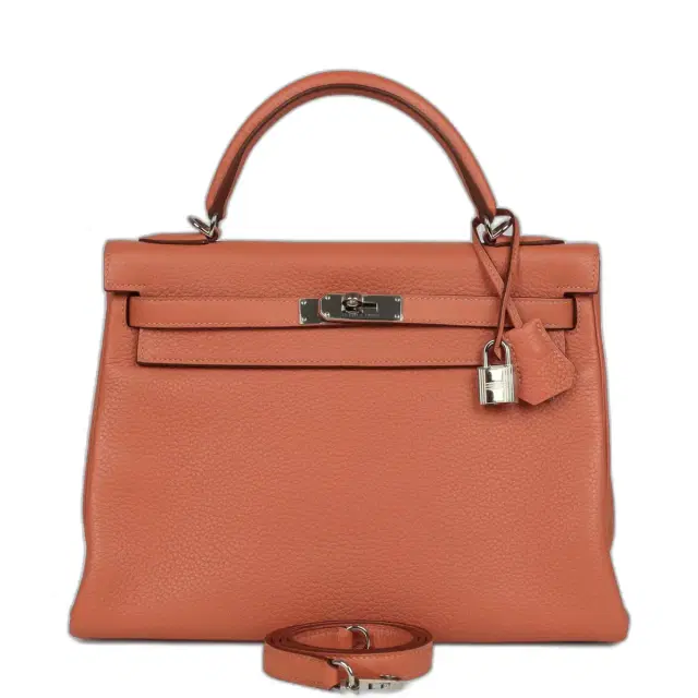 hermes Pre-owned Hermes Kelly Retourne 32 Rose Tea Clemence Palladium Hardware