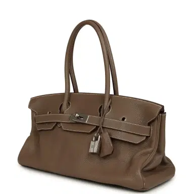 HERMÈS Vintage Hermes Shoulder Birkin 42 JPG Etoupe Clemence Palladium Hardware | Thumbnail 5 HERMÈS Vintage Hermes Shoulder Birkin 42 JPG Etoupe Clemence Palladium Hardware | Thumbnail 5