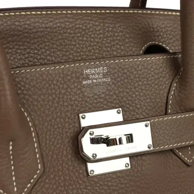 HERMÈS Vintage Hermes Shoulder Birkin 42 JPG Etoupe Clemence Palladium Hardware | Thumbnail 7 HERMÈS Vintage Hermes Shoulder Birkin 42 JPG Etoupe Clemence Palladium Hardware | Thumbnail 7