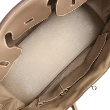 HERMÈS Vintage Hermes Shoulder Birkin 42 JPG Etoupe Clemence Palladium Hardware | Thumbnail 8 HERMÈS Vintage Hermes Shoulder Birkin 42 JPG Etoupe Clemence Palladium Hardware | Thumbnail 8