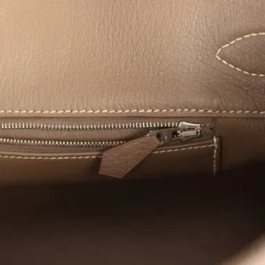 HERMÈS Vintage Hermes Shoulder Birkin 42 JPG Etoupe Clemence Palladium Hardware | Thumbnail 9 HERMÈS Vintage Hermes Shoulder Birkin 42 JPG Etoupe Clemence Palladium Hardware | Thumbnail 9