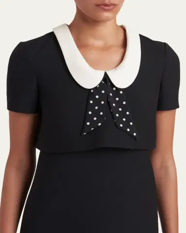 Valentino Garavani Polka-Dot Tie Collar Short-Sleeve Mini Dress | Thumbnail 9 Valentino Garavani Polka-Dot Tie Collar Short-Sleeve Mini Dress | Thumbnail 9