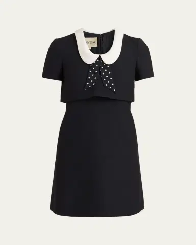 Valentino Garavani Polka-Dot Tie Collar Short-Sleeve Mini Dress | Thumbnail 10 Valentino Garavani Polka-Dot Tie Collar Short-Sleeve Mini Dress | Thumbnail 10