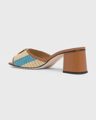 Valentino Garavani 60mm VLogo Signature Striped Raffia and Leather Mule Sandals | Thumbnail 4 Valentino Garavani 60mm VLogo Signature Striped Raffia and Leather Mule Sandals | Thumbnail 4
