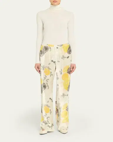BERNADETTE Floral Velvet Relaxed Pants | Thumbnail 2