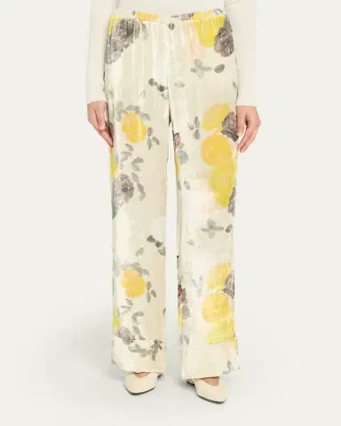 BERNADETTE Floral Velvet Relaxed Pants | Thumbnail 4
