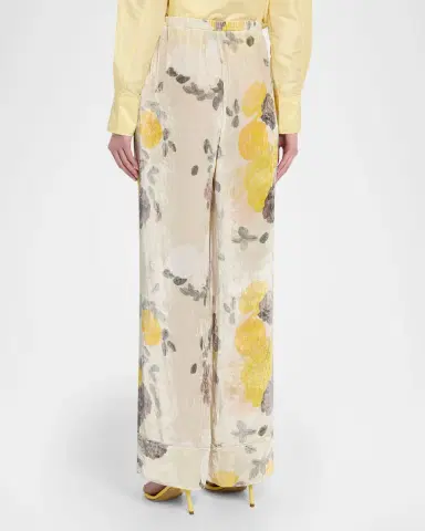 BERNADETTE Floral Velvet Relaxed Pants | Thumbnail 7