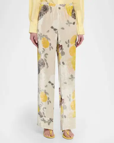 BERNADETTE Floral Velvet Relaxed Pants | Thumbnail 8