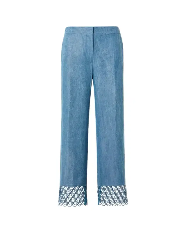 Marlon Eyelet Cuffed Straight-Leg Ankle Pants