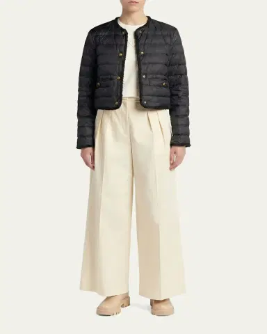 Moncler Fleurs Bouclé-Trim Short Down Jacket | Thumbnail 2
