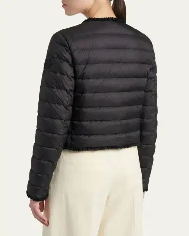 Moncler Fleurs Bouclé-Trim Short Down Jacket | Thumbnail 3