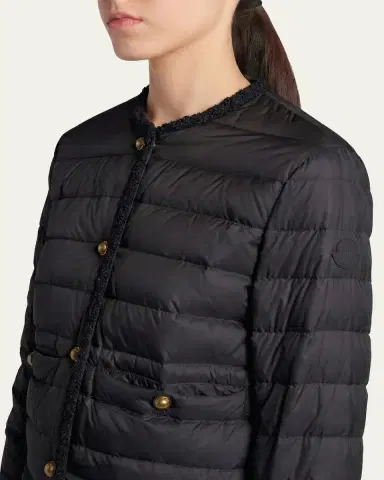 Moncler Fleurs Bouclé-Trim Short Down Jacket | Thumbnail 5