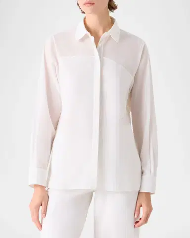 Akris Geometric Paneled Cotton Button-Down Shirt | Thumbnail 7 Akris Geometric Paneled Cotton Button-Down Shirt | Thumbnail 7