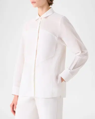 Akris Geometric Paneled Cotton Button-Down Shirt | Thumbnail 9 Akris Geometric Paneled Cotton Button-Down Shirt | Thumbnail 9
