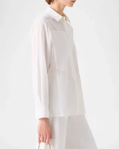 Akris Geometric Paneled Cotton Button-Down Shirt | Thumbnail 10 Akris Geometric Paneled Cotton Button-Down Shirt | Thumbnail 10