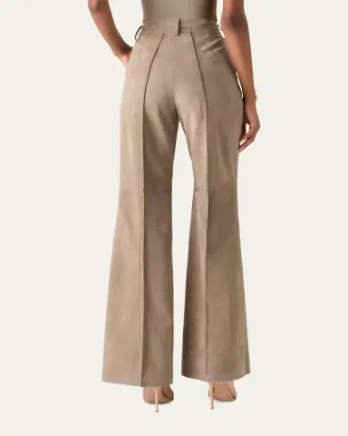 Akris Pintuck Suede Wide-Leg Trousers | Thumbnail 3