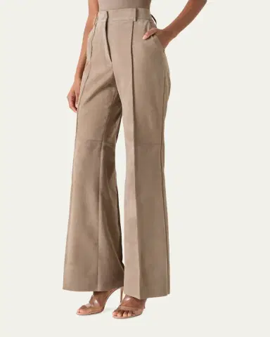 Akris Pintuck Suede Wide-Leg Trousers | Thumbnail 4