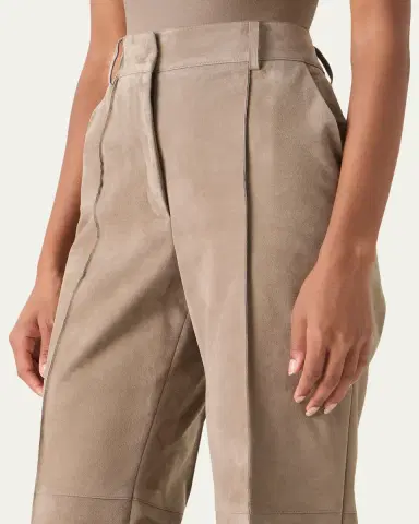 Akris Pintuck Suede Wide-Leg Trousers | Thumbnail 5