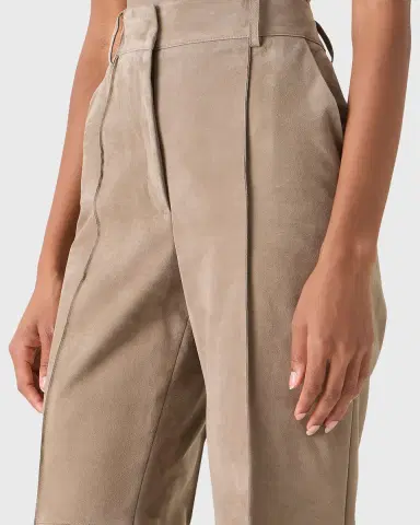 Akris Pintuck Suede Wide-Leg Trousers | Thumbnail 9