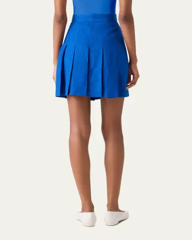 Akris Pleated Linen Mini Skirt | Thumbnail 2